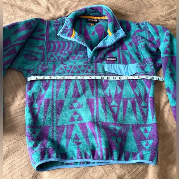Patagonia Synchilla Snap-T Fleece Pullover Blue Purple Geometric Shapes Abstract - Picture 5 of 6